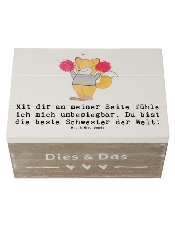 Mr. & Mrs. Panda Holztruhe Beste Schwester mit Spruch in Weiß
