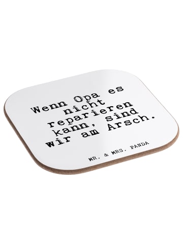 Mr. & Mrs. Panda Glasuntersetzer Wenn Opa es nicht... mit Spruch in Weiß