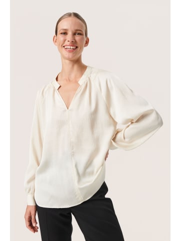 Soaked in Luxury Langarm-Bluse SLIoana Gerade Passform in Whisper White