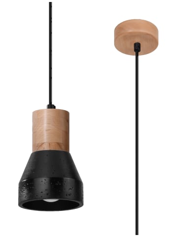 Nice Lamps Hängeleuchte  VALETINA schwarz beton und holz (L)10cm (B)10cm (H)120cm