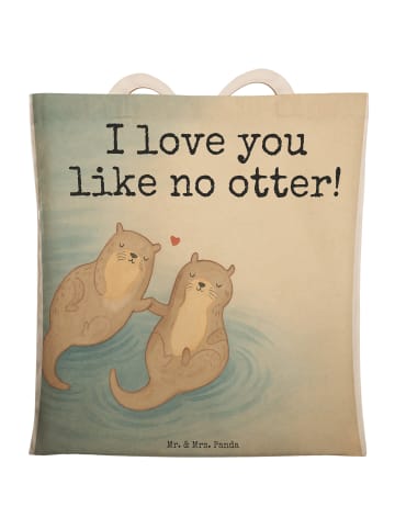 Mr. & Mrs. Panda Tote Bag Otter Hände halten Design mit Spruch in Weiß