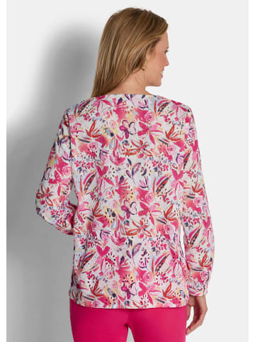 GOLDNER Kurzgröße:  Druckbluse mit floralem Design in bunt / gemustert