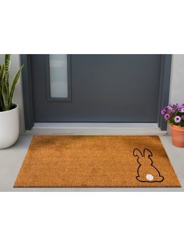 Beliani Fußmatte LINGAYEN in Naturfarben/Schwarz/Weiß - (W) 55 x (L) 120 cm