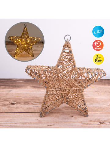 näve 2er-Set LED-Weihnachtsdeko "Metallstern" in braun - (L)25cm x (B)25cm x (H)25cm