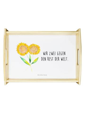 Mr. & Mrs. Panda Tablett Blume Sonnenblume mit Spruch in Weiß