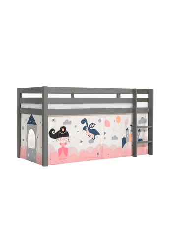 58 aufm Kessel KINDERBETT Karolina 210x114x106 Massivholz Grau Textilset Sophie