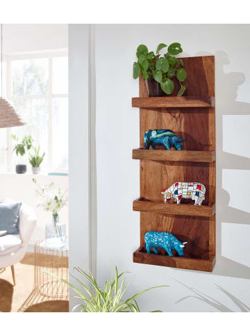 FineBuy Wandregal in Braun / Sheesham / 30x10x80