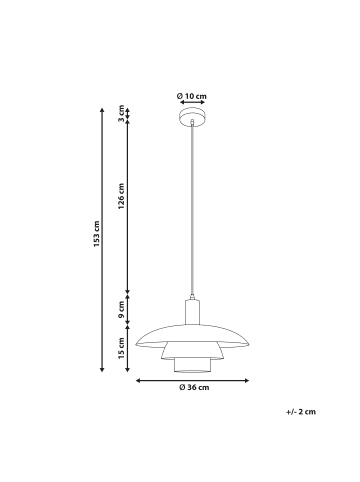 Beliani Pendelleuchten HILBA in Weiß - (W) 36 x (H) 153 x (L) 36 cm