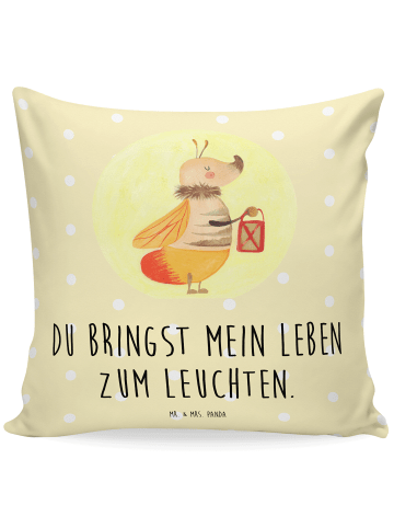 Mr. & Mrs. Panda Kissen Glühwürmchen mit Spruch in Gelb Pastell