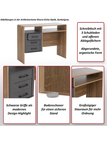 MCW Schreibtisch P43, Rivera-Eiche-Optik, dunkelgrau