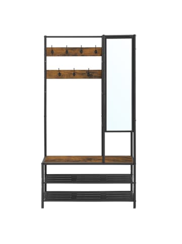 VASAGLE Garderobenständer Dacey in Braun-Schwarz - (B)98 x (H)182 x (T)35 cm