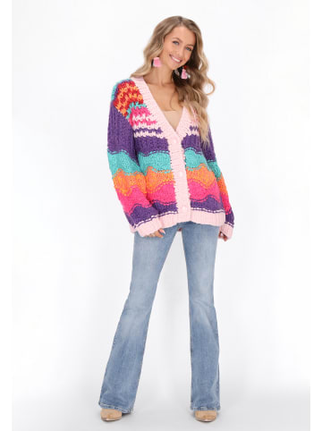 IZIA Cardigan in pink multicolor
