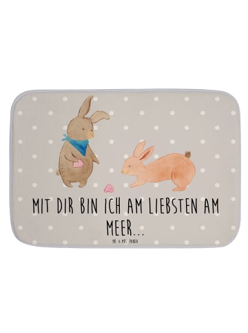 Mr. & Mrs. Panda Badvorleger Hasen Muschel mit Spruch in Grau Pastell