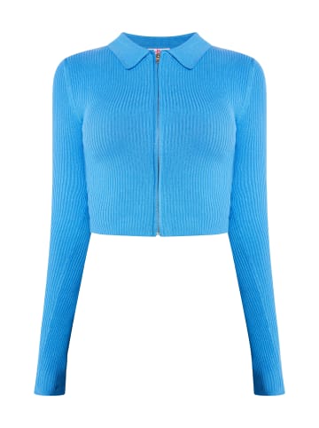 myMo Cropped Strickjacke in Himmelblau