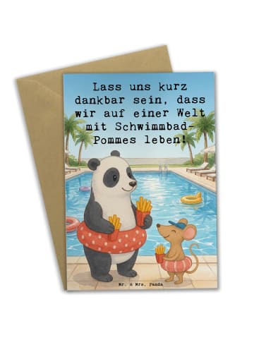 Mr. & Mrs. Panda Grußkarte Panda Schwimmbad Pommes Design mit Sp... in Weiß