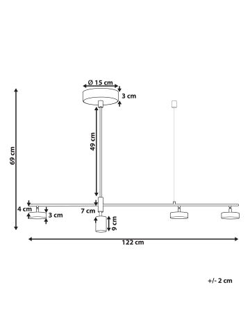 Beliani Pendelleuchten FOYLE in Schwarz - (W) 122 x (H) 69 x (L) 10 cm