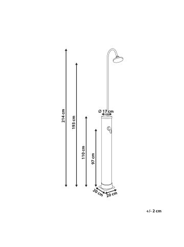 Beliani Gartendusche JUANILLO in Schwarz/Silber - (W) 20 x (H) 214 x (L) 20 cm
