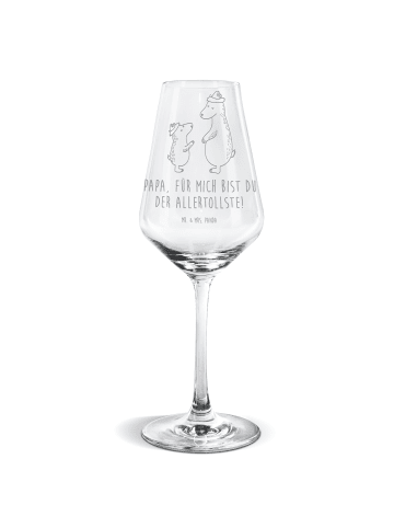 Mr. & Mrs. Panda Glas mit Gravur Bären mit Hut mit Spruch in Transparent