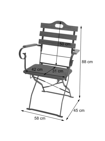 MCW 2x Biergartenstuhl J40, Braun, Polster schwarz