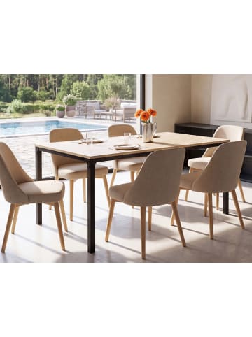 Beliani Esszimmertisch HOCKLEY in Braun/Schwarz - (W) 90 x (H) 76 x (L) 150 cm