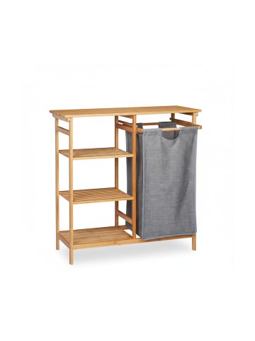 relaxdays 2tlg. Badregal Wäschekorb Set in Natur/Grau - (B)80 x  (H)80,5 x (T)33,5 cm