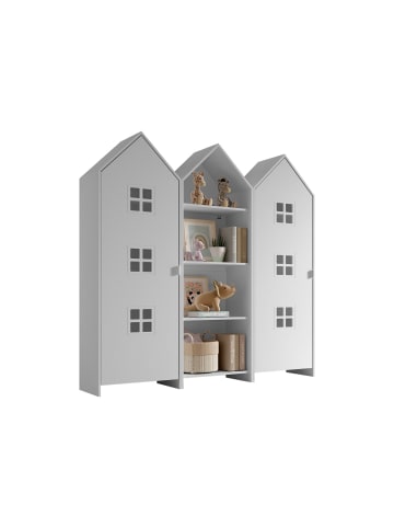 58 aufm Kessel REGALSCHRANK Set Kania 173x37x171 MDF Weiß /Bunt