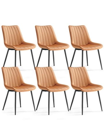 SONGMICS 6er-Set: Esszimmerstuhl in Braun – (B)48 x (H)80 x (T)57 cm