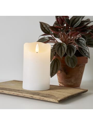 STAR Trading Echtwachskerze ,Flamme Rustic', Batterien, Timer, warmweiß flackernd,