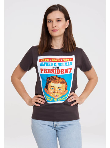 Logoshirt T-Shirt Mad - Alfred E. Neumann For President in grau