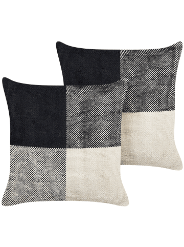 Beliani 2er-Set Dekokissen LAELIA in Schwarz/Beige