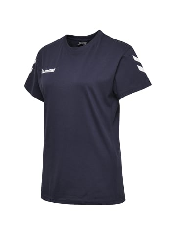 Hummel Logo T-Shirt Kurzarm Top aus Baumwolle HMLGO in Blau