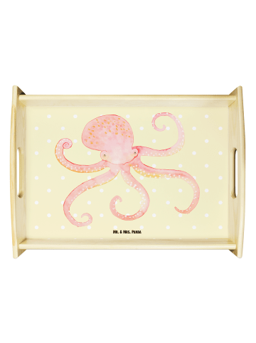 Mr. & Mrs. Panda Holztablett Tintenfisch ohne Spruch in Gelb Pastell