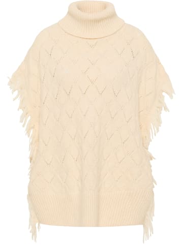 IZIA Strick Poncho in Creme