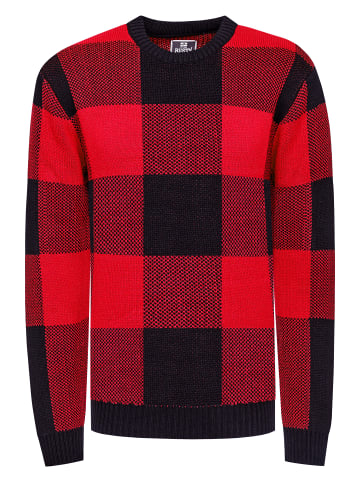 Rusty Neal Schwerer Karo Kontrast Grobstrick Pullover in Schwarz / Rot