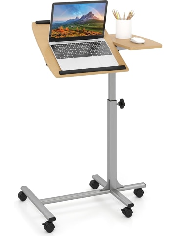 COSTWAY Laptoptisch mit 5 Rollen in Hellbraun