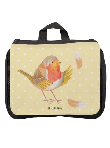 Mr. & Mrs. Panda beautycase Rotkehlchen Federn ohne Spruch in Gelb Pastell