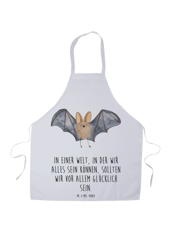 Mr. & Mrs. Panda Schürze Fledermaus Flügel mit Spruch in Weiß