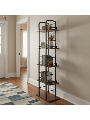 relaxdays Standregal in Schwarz/ Braun - (B)38 x (H)143 x (T)24 cm