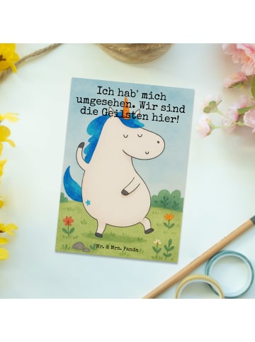 Mr. & Mrs. Panda Postkarte Einhorn Mann Design mit Spruch in Weiß