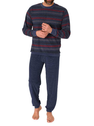 NORMANN Frottee Schlafanzug langarm Bündchen - 81483 in rot