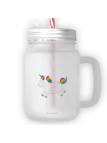 Mr. & Mrs. Panda Trinkglas Mason Jar Einhorn Happy ohne Spruch in Transparent