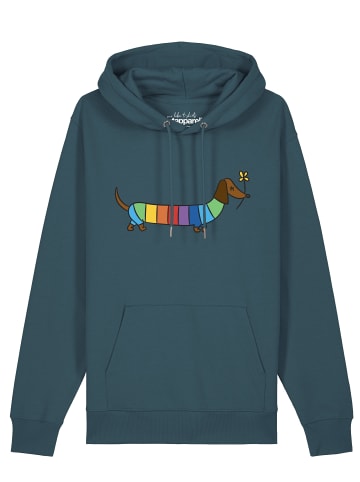 wat? Apparel Sweatshirt Regenbogen Dackel in Petrol