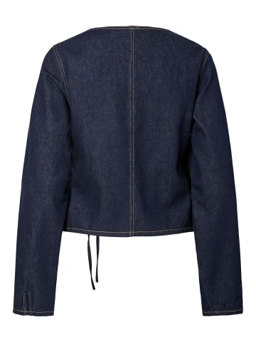 Pieces Wickelbluse in Dark Blue Denim 1