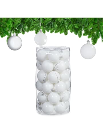 relaxdays 30-tlg. Weihnachtskugeln Set in Weiß