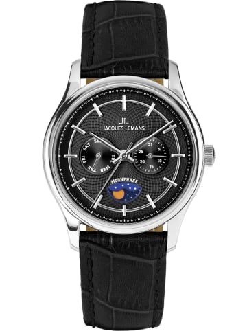 Jacques Lemans Herrenuhr Derby mit Mondphase Schwarz