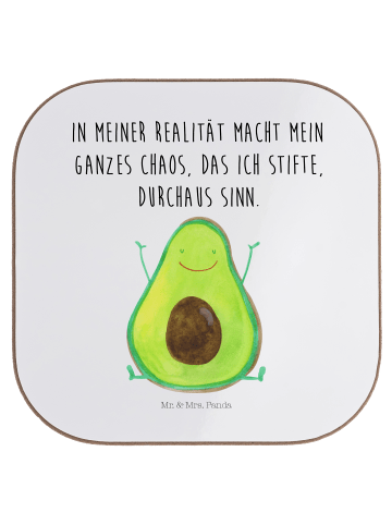 Mr. & Mrs. Panda Tisch-Untersetzer Avocado Glücklich mit Spruch in Weiß