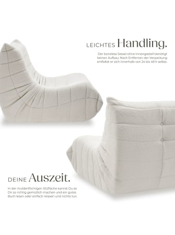 tectake Relaxsessel Logo, 95 x 100 x 75 cm, Bouclé creme