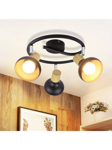 ZMH Deckenleuchte in schwarz 3-flammige E14 rund Vintage Metall Deckenspots