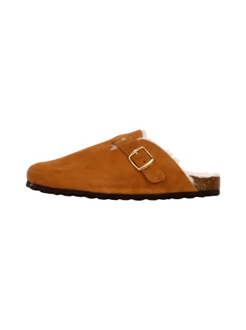 Divine Factory Leder-Pantoletten „Joana“ Braun