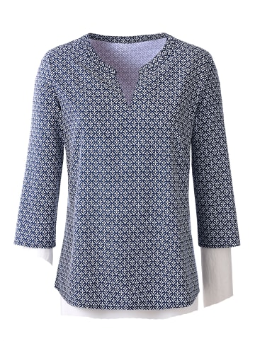WITT WEIDEN Bluse in marine-gemustert